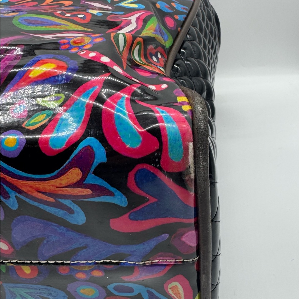 Consuela Multicolor Floral Patent Leather Tote with Heart Charm - Picture 5 of 9